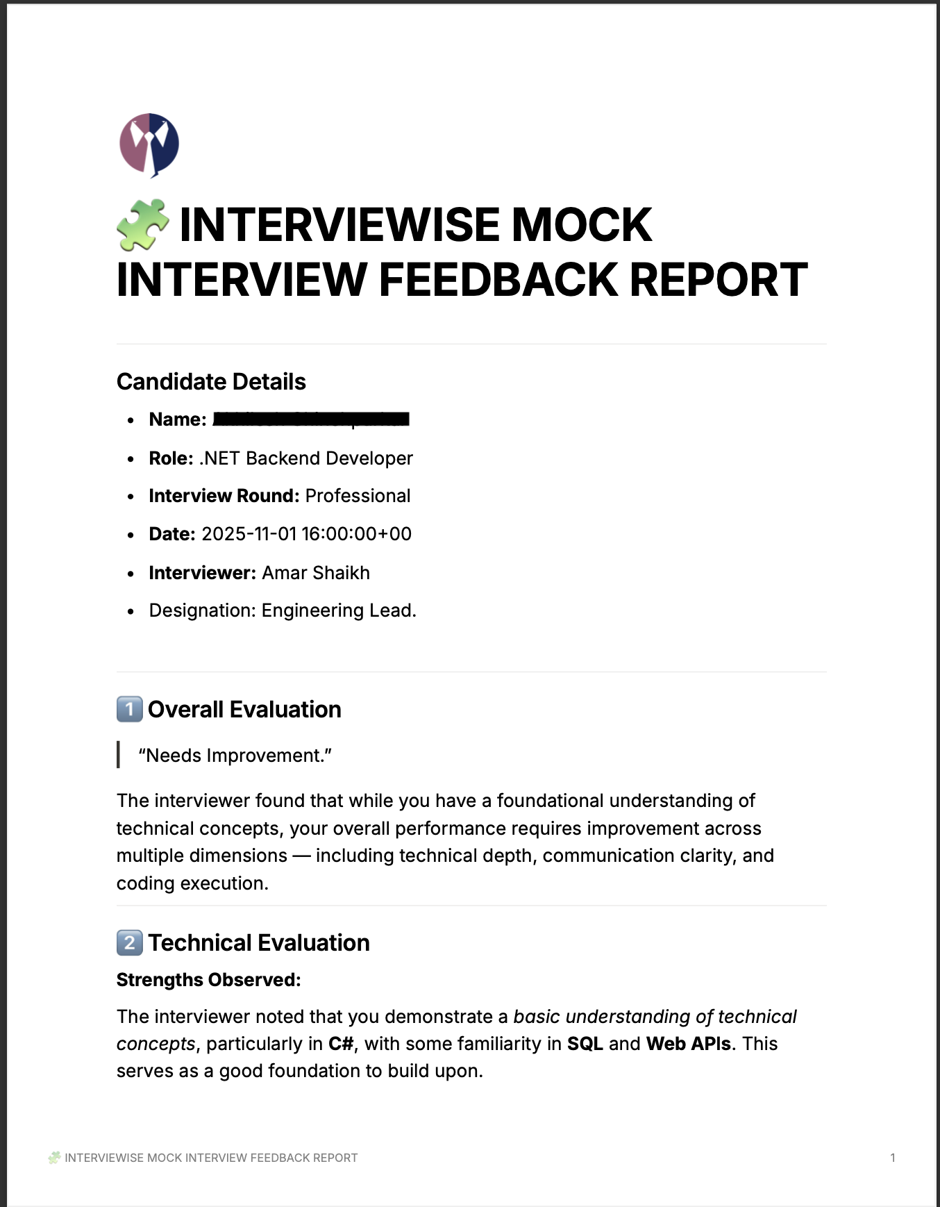 After Interview Report Examples IntervieWise